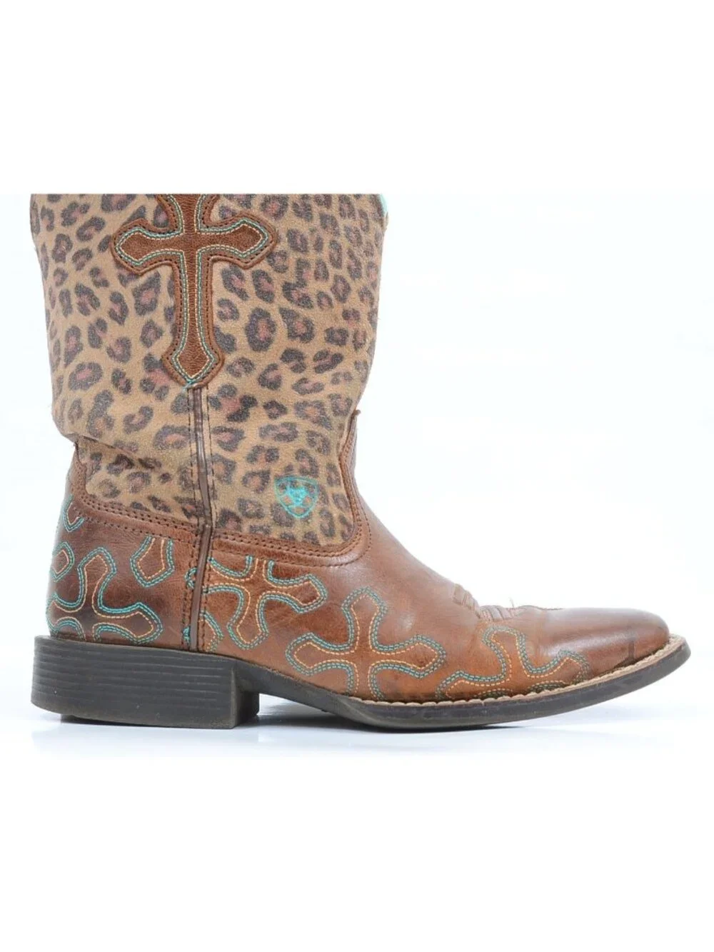 Ariat Children's Size 3 Crossroads Leopard Print Suede Leather Cowgirl Riding Bo